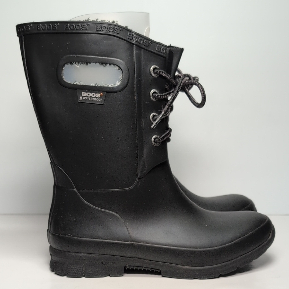 Bogs black amanda plush insulated waterproof rain boot women's size 6 EU 37